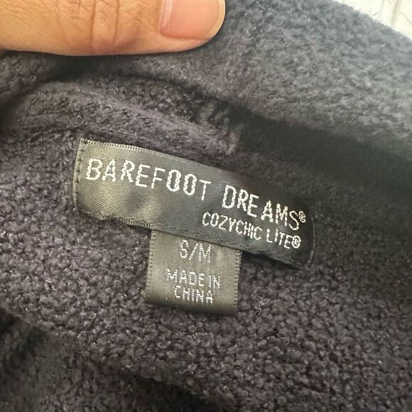 Barefoot Dreams cozy Chic Lite Black OpenFront Waterfall Fuzzy Knit Cardigan M/L - Picture 6 of 10